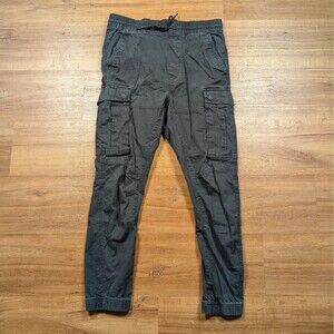 H&M Slim Fit Cargo Jogger Pants Mens Medium Black Drawstring Tapered Casual